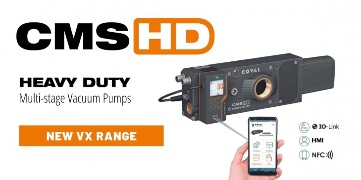 CMS HD VX multistage vacuum pumps from COVAL, with added intelligence and communications capability